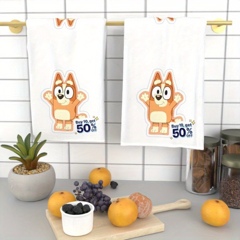 2pcs 45.72x66.04 cm kitchen towels in cartoon style, featuring fun and   ideal for home use.   cute towels showcase cartoon characters, making them   cooking, dining, and   tasks.     make a wonderful gift for children and families, with vibrant and   designs. details 0