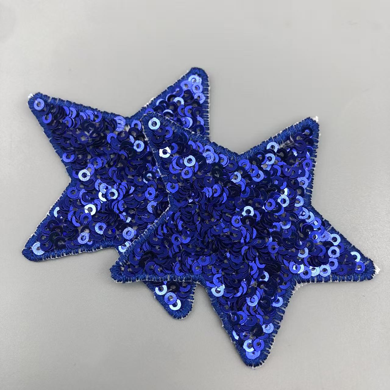 TEMU [fashionable And Minimalist Style] 2pcs Sequined Five-pointed Star Pattern Hot Melt Adhesive Embroidered Patches. Easy To Apply With Simple