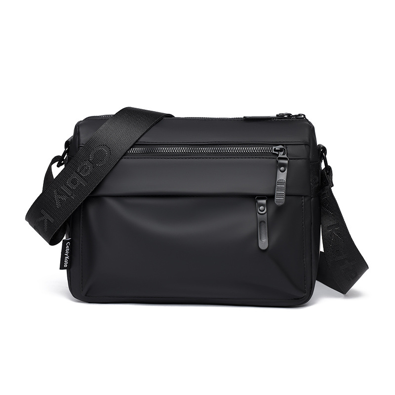 Men's Leather Messenger Bag With Double Zippers, Spacious Shoulder Crossbody Bag For Cycling