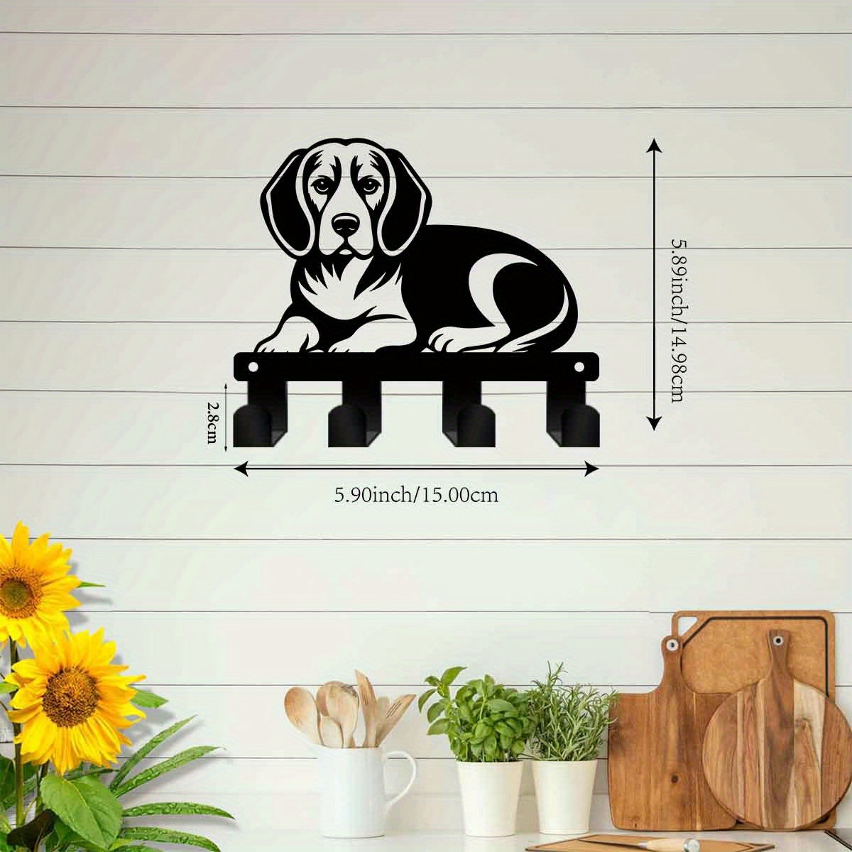 TEMU 1pc Metal Cute Beagle Key Rack, Metal Beagle Clothes Hook For Hanging Keys And Hat Ribbons At The Entrance, Suitable For Office, Kitchen,