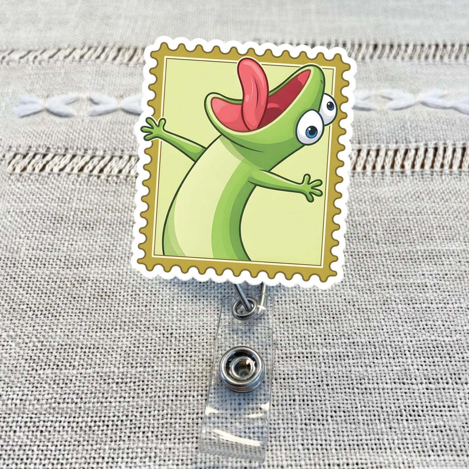 TEMU 2d Fun Lizard Badge Reel, Cute Badge, Retractable Badge Holder, Nurse Badge Reel, Veterinarian Technician Badge, Glitter Badge Holder