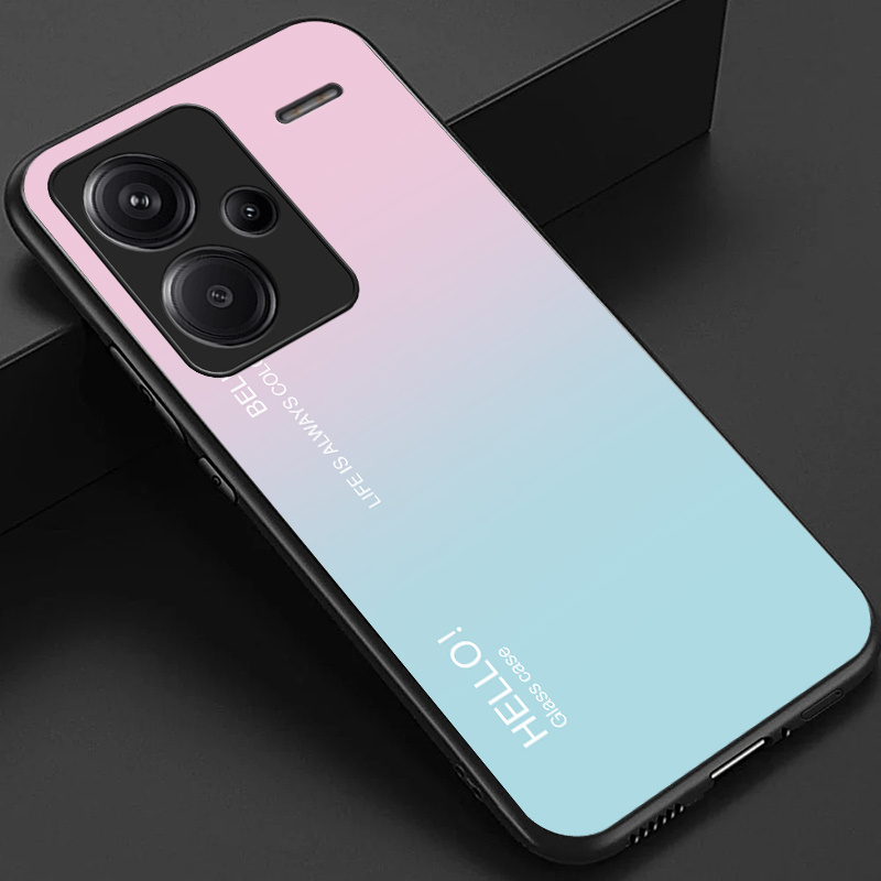 TEMU Phone Case: Case For Redmi Note 13 Pro Plus Pro+ Phone Case, Stylish Gradient Color Purple Pattern Glossy Glass Back Cover Gift