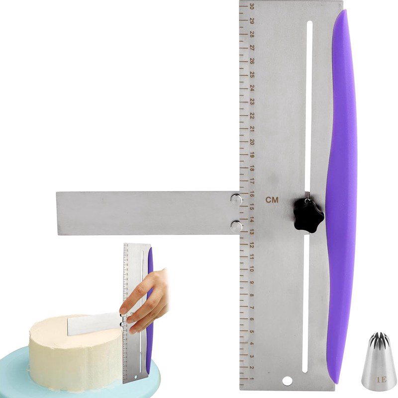 E-shop SHAON Hochwertiger Edelstahl-Kuchenschaber mit Skala & 90-Grad-Winkel – Professioneller Teigglätter für Mousse, Käsekuchen-Dekoration, geeignet