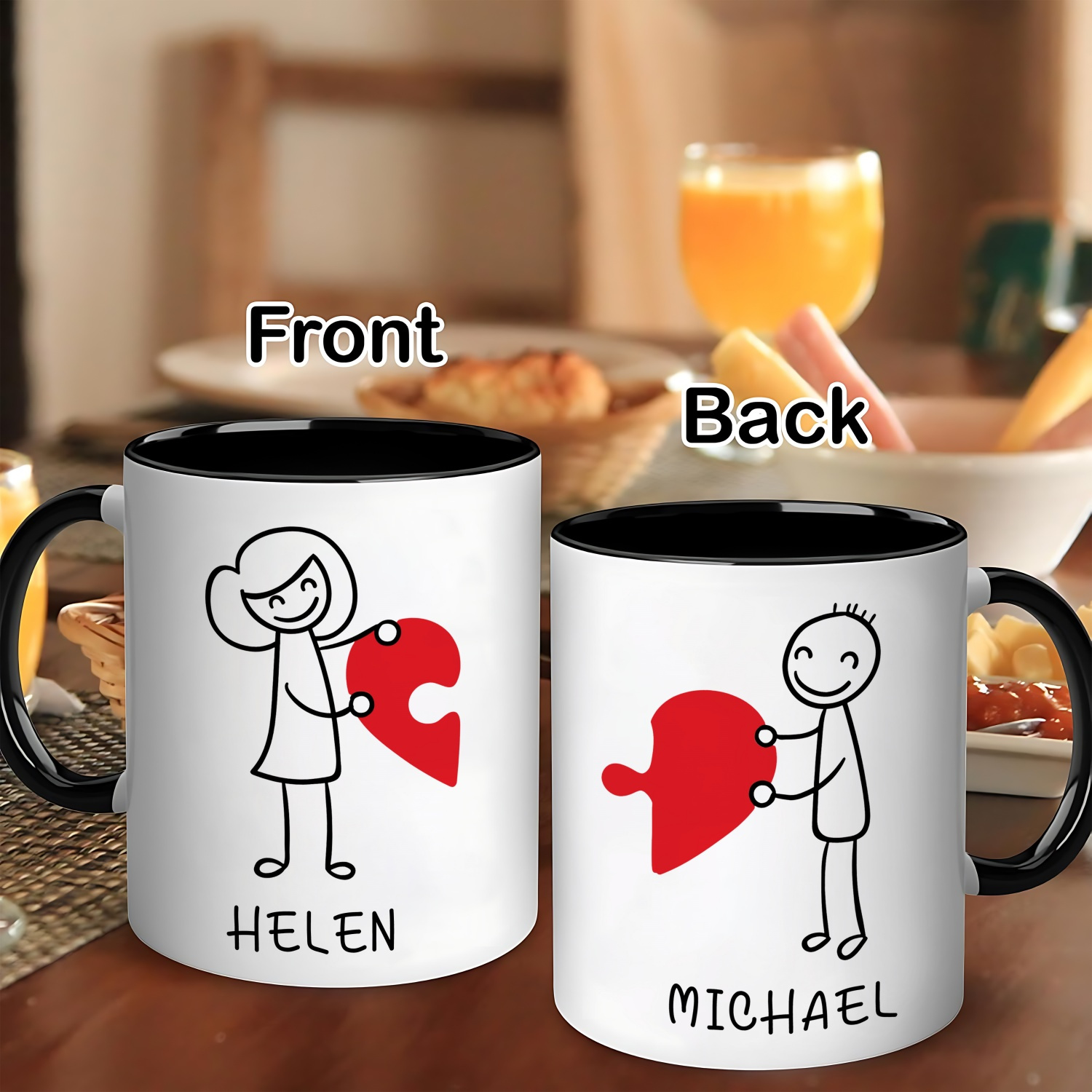 

Custom Couple Gift With Name, Personalized Couple Coffee Mug, 's Day Gifts For Boyfriend Girlfriend, Funny Gift For Him Her - 1pc 11 Oz Ceramic Milk Tea Cup