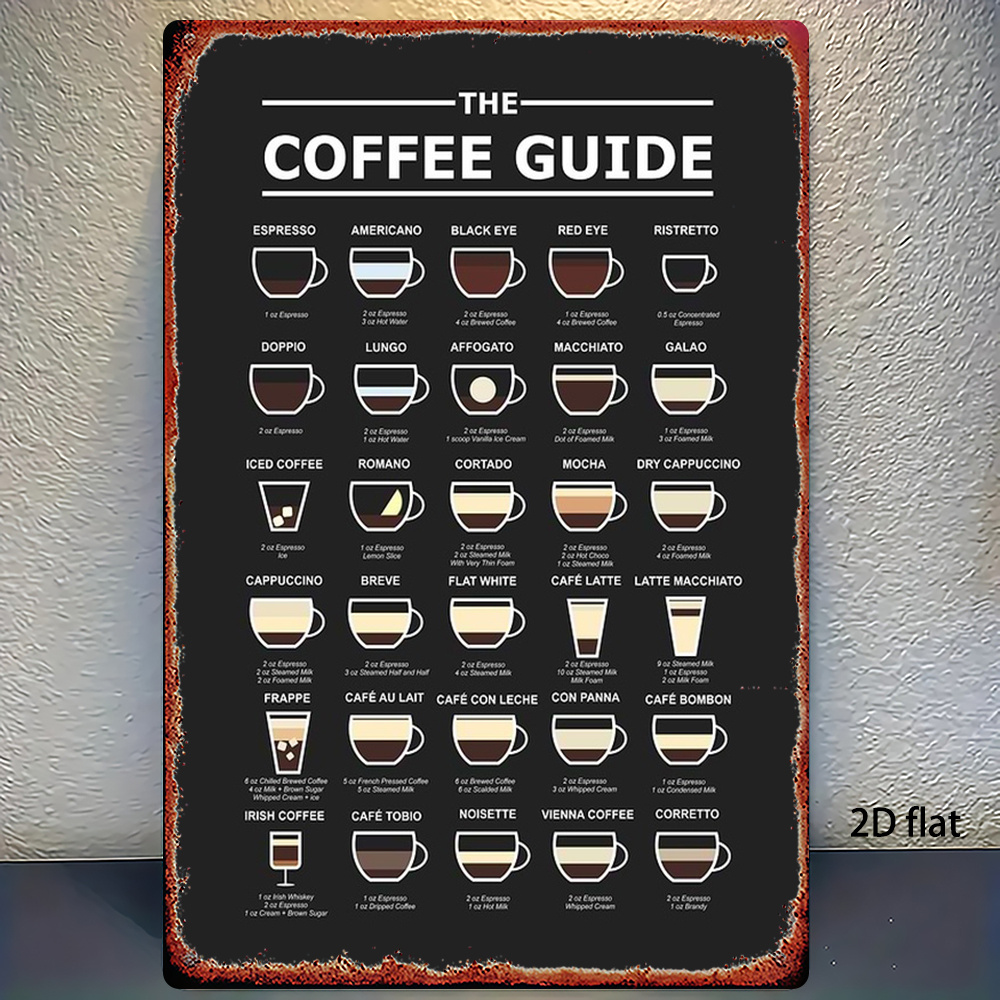 2d flat a 2d flat vintage coffee guide metal sign 20 32x30 48   wall art featuring colorful   illustrations   decorating homes gardens cottages and bathrooms easy to hang without needing power