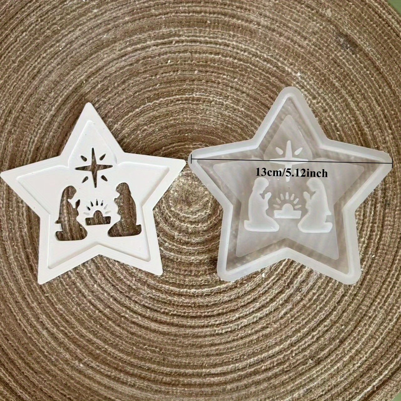Christmas Pentagram Snowflower Decoration Silicone Mold Gypsum Casting Resin Dropping Candle Making Mold Handmade