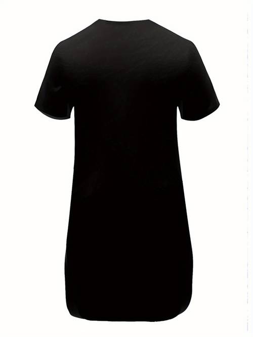 printed t shirt dress short sleeved round neck casual heat transfer printed dress suitable for summer and spring womens clothing