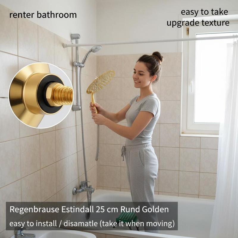 Image of Golden Stainless Steel Rain Shower Head 25cm, High-pressure Easy Clean