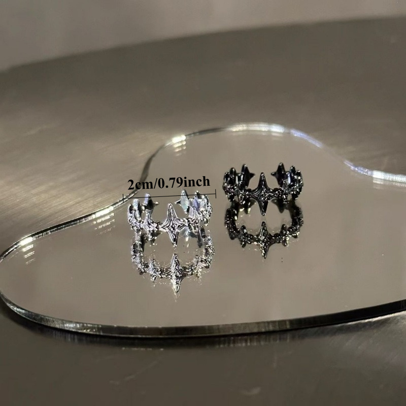 TEMU Juego de 2 piezas: + , Anillo de pareja abierto con cruz , Anillo de mujer retro de estilo Ins de , versátil, simple, Regalo de boda, Joyería de