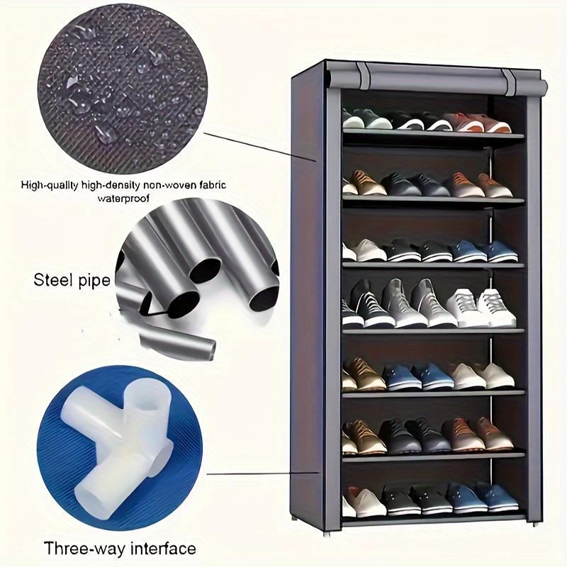 Simple Multi-layer Shoe Rack 7 Slots Household Shoe Cabinet Storage Dustproof Entrance Shoe Rack Space-saving Suitable for Entrance, Bedroom, Dormitory