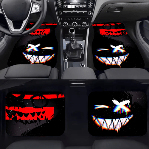 4pcs graffiti happy face car mats suitable for all vehicles fit driver passenger liners easy clean durable protection for car interior gift for for