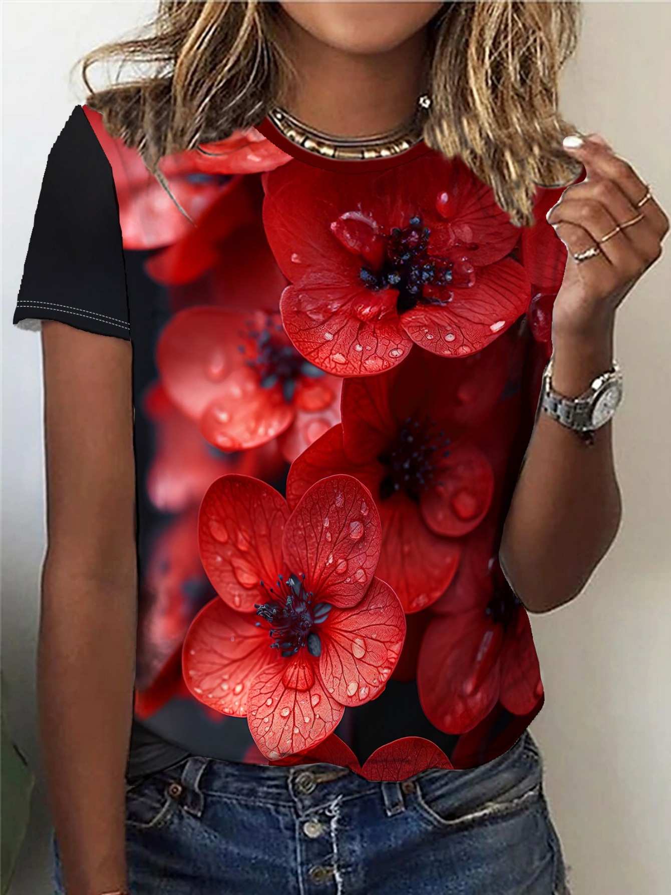 flower print t shirt sold on Temu United States