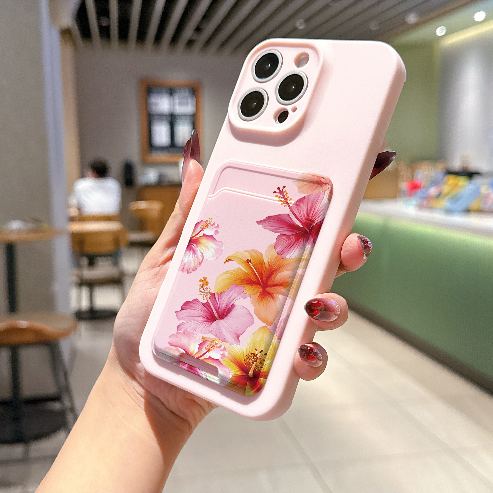 TEMU Phone Case: The Product Is A 2d Image, Not A 3d Image. 2pcs Set: Powder Self-adhesive Card Holder/card Slot Phone Case/card Insert Holder With