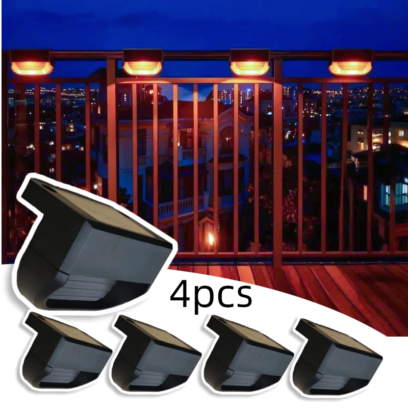 E-shop 4 Stück LED Solar-Deckleuchten für den Außenbereich, Solar--Dekoleuchten mit warmweißer Beleuchtung, ideal für Garten, Terrasse, Geländer
