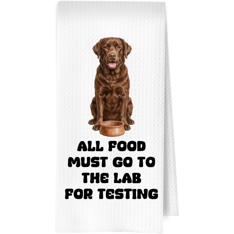 TEMU Cleaning Cloth 1pc Kitchen Towel - 1pc Kitchen Towel With Chocolate Labrador Print - Fun, Suitable For Dishware And Surface Cleaning, Soft And