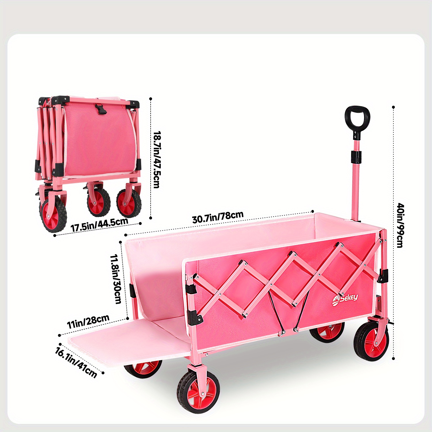 Collapsible Wagon With 130l Capacity And 330 Lbs Load Capacity, Extended Tailgate, Wheels With Brakes, Perfect For Shopping, Gardening, Sports, Camping, And Outdoor Activities.
