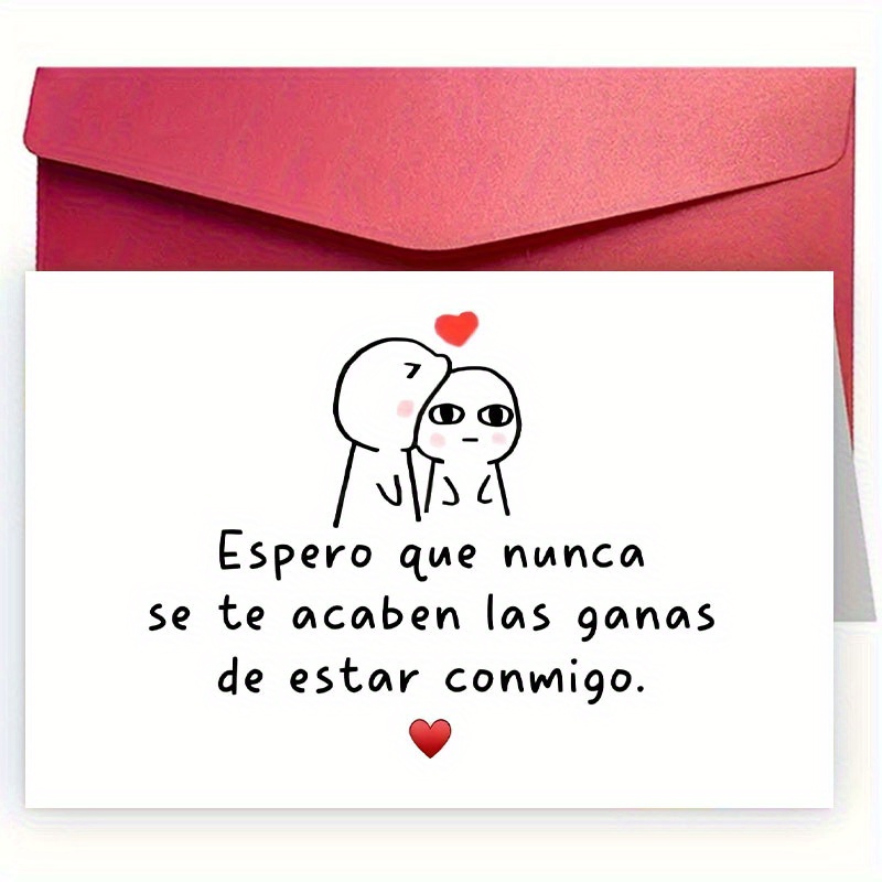 TEMU 1 tarjeta de San Valentín con meme y sobre - Diseño lindo y sincero para , para novio/novia, esposo/ o especial, mensaje en español " que las de