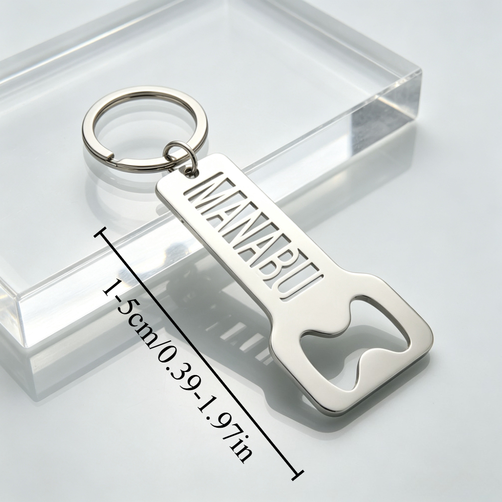 TEMU Custom Personalized Fashionable Exquisite Trendy Bottle Opener Keychain - Individually Engraved With Name And Year - Sturdy Minimalist Beer
