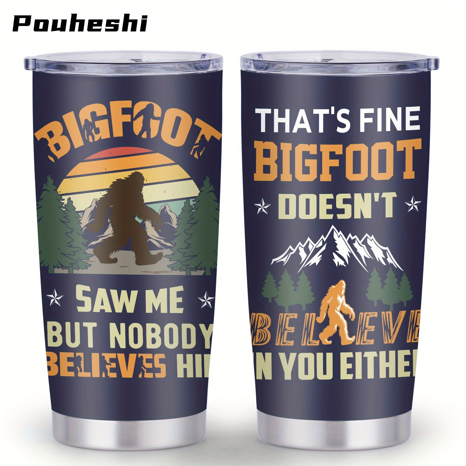TEMU 20oz Insulated Tumbler With Leak-proof Slide Cover, 3d Printed Design Featuring & Mountain Scenery, Perfect Gift For , Hand Wash Only, Reusable