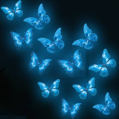 12pcs of glowing wall stickers luminous wall decals blue for decorating walls with butterflies in flight easy to peel and stick removable suitable for living rooms bedrooms and bathrooms made of self