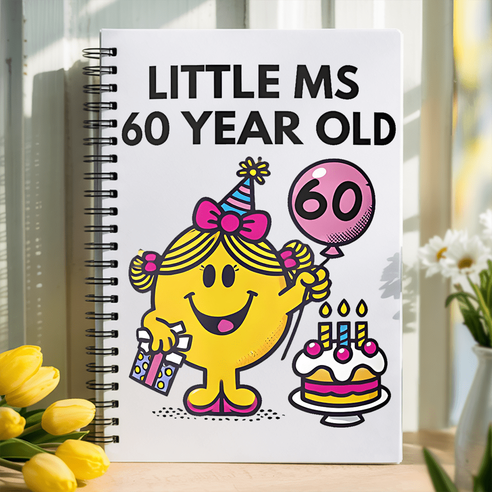humorous 60th birthday notebook 5 7x8 3 inches premium college ruled pages adorable   wearing a party hat and holding balloons ideal for school workplace or as   for   school notebooks