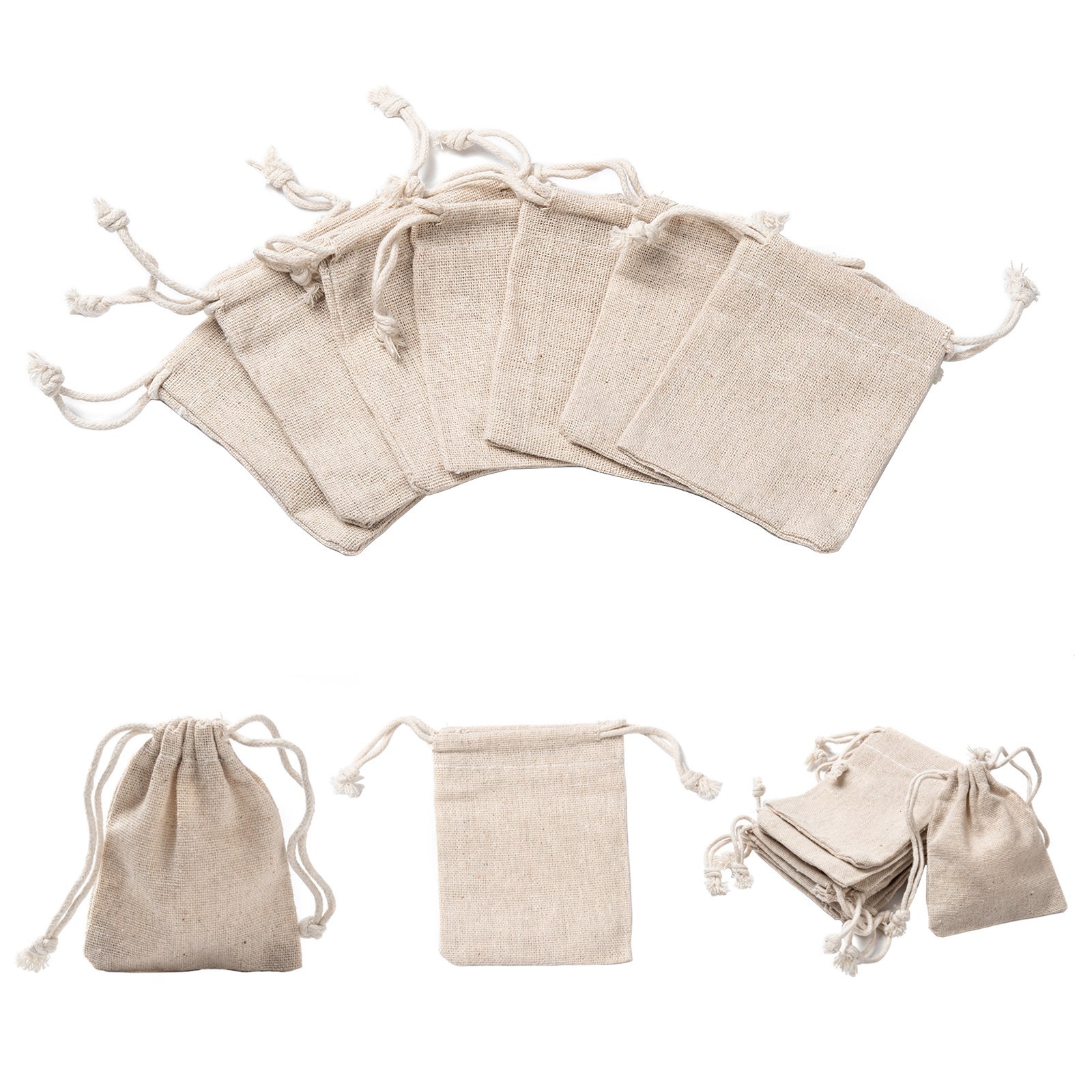 250pcs beige muslin drawstring bags reusable gift pouches Temu