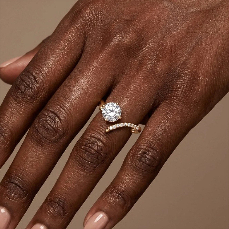 Unisex 1-Carat Round Moissanite Adjustable Open-end Wedding Ring