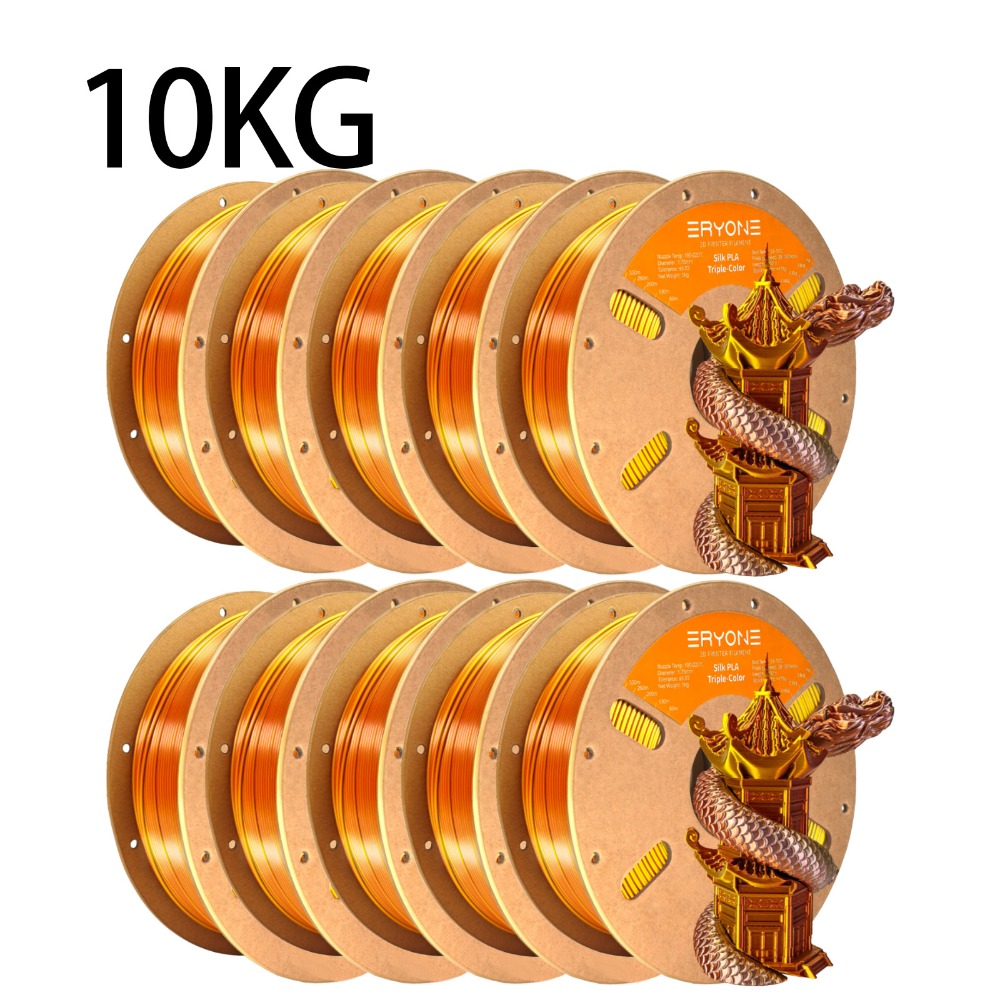 10 Rolls Eryone Pla 3d Printer Filament - Tri-color Compatible For Fdm/fff Printers, 10kg Roll Suitable For Hobbyists, Schools, Businesses, Easy & Transition, 1.75mm Spool For 3d Printing Supplies