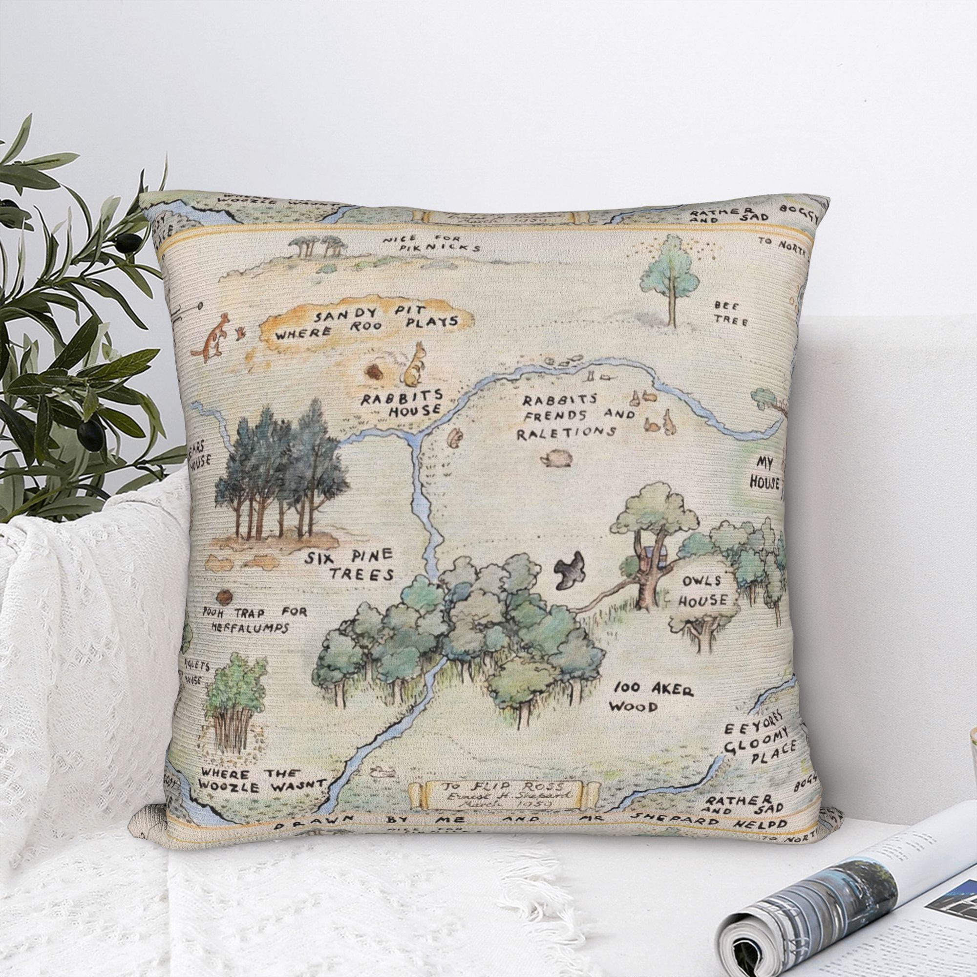 TEMU Of Forest Map Fashion Home Decor Double-sided Printed Pillowcase, Suitable For Seasonal Decoration
