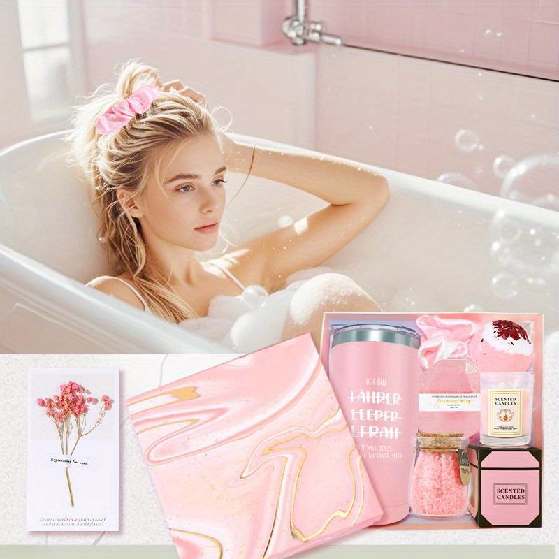 8 komada Njemački učiteljski humor tematska košara za žene, Poklon set za rođendan, Košarica s više predmeta, Spa poklon paket za najbolju prijateljicu i sestru, Poklon za djevojku, suprugu ili majku – Set za spa opremu