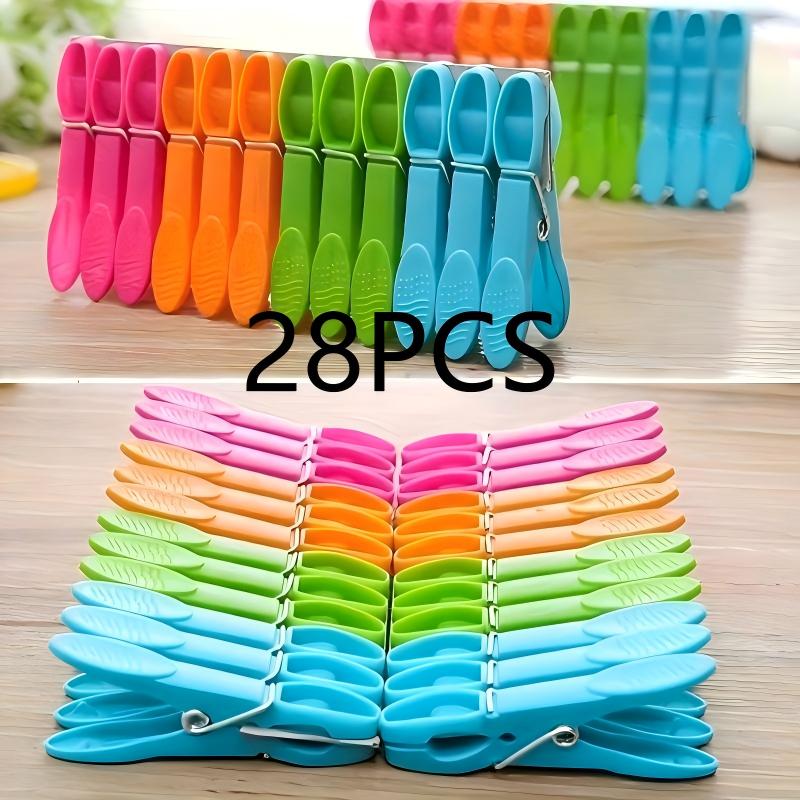 TEMU 28 piezas de pinzas para ropa de plástico de resistencia - Pinzas con , adecuadas para lavandería, cocina y uso en exteriores - Juego de pinzas