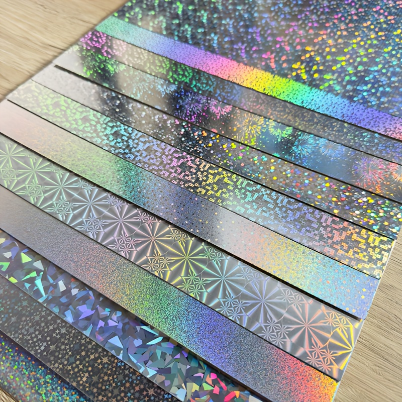 

A4 Holographic Cardstock Paper Bundle, 12 Patterns, 250 Gsm, Themed Craft Paper For Diy Cards, Scrapbooking, And Holiday Decorations