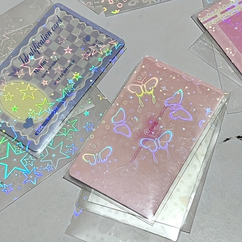 clear holographic card sleeves 50pcs Holo Foil Card Sleeves (single sided design) – Pika Trader main image 1