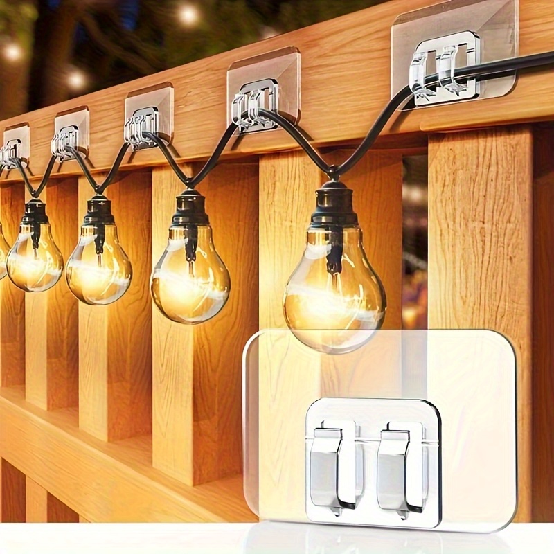 50pcs outdoor string light hooks no drilling installation bathroom hook stickers strong   hooks suitable for christmas and garden decorations wall mounted shelf shoe rack   sticker accessories shelf organization holiday decorations minimalist hooks decorative hooks durable     stickers multipurpose hooks no drill hooks diy   renters