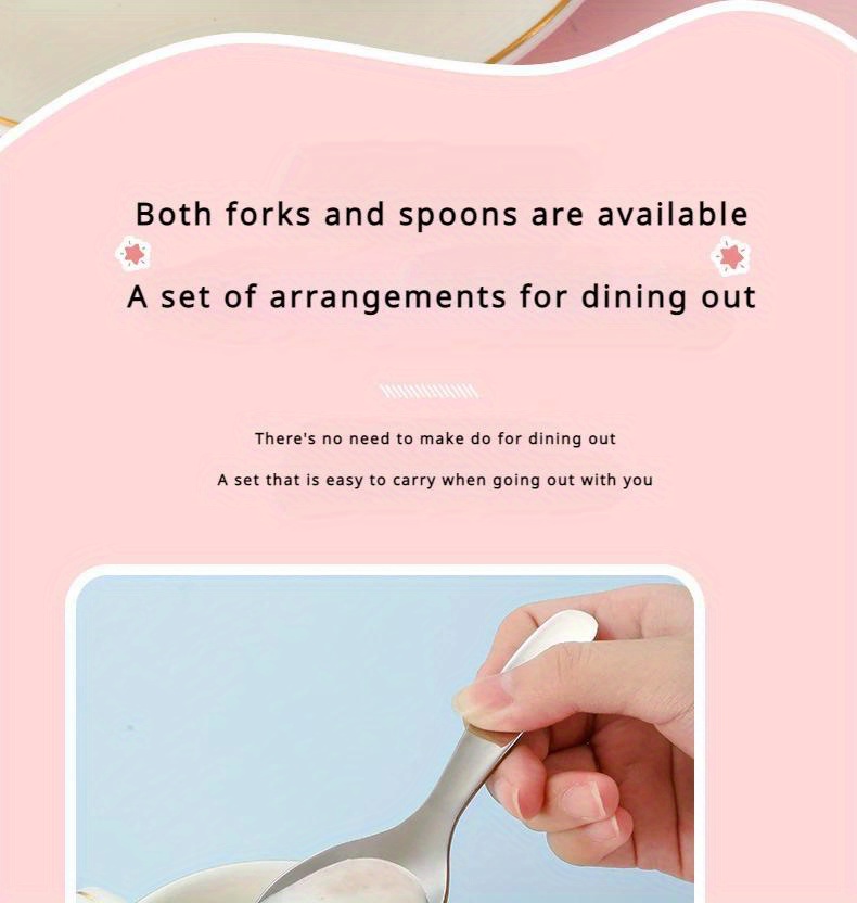 2pcs 1 set portable spoon fork tableware outdoor camping stainless steel cutlery set for hiking outdoor camp cooking supplies Product details 3
