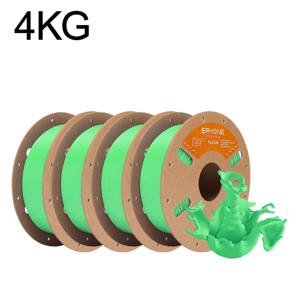 Image of Eryone Pla-lite 3d Printing Supplies Filament For 3d Printer, 4 Rolls, 4kg 1.75mm +/ -0.03mm, Compatible With Most 3d Printers, Easy & Transition