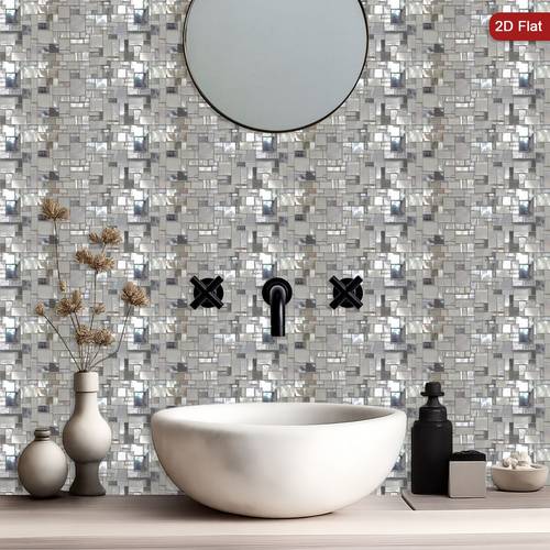 12 24 50 sheets wall tile stickers metallic peel and stick tiles stainless steel self removable wall sticker mosaic cut tile decal tile wallpaper for home kitchen makeover tiles stickers 2d flat