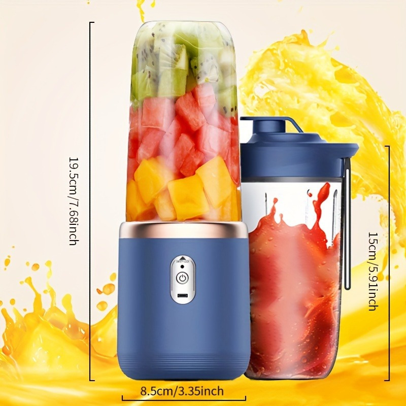 usb rechargeable portable juicer cordless mini blender with 2 cups   suitable for smoothies   kitchen home and travel