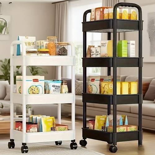 rolling cosmetic organizer durable plastic material swivel wheels strong load bearing capacity suitable for bathroom bedroom kitchen and in multifunctional storage cart with side handles thickened