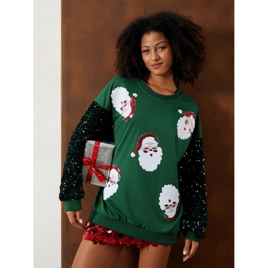 

1pc Women's Christmas Sweatshirt - Polyester Long Sleeve Top For Streetwear - All