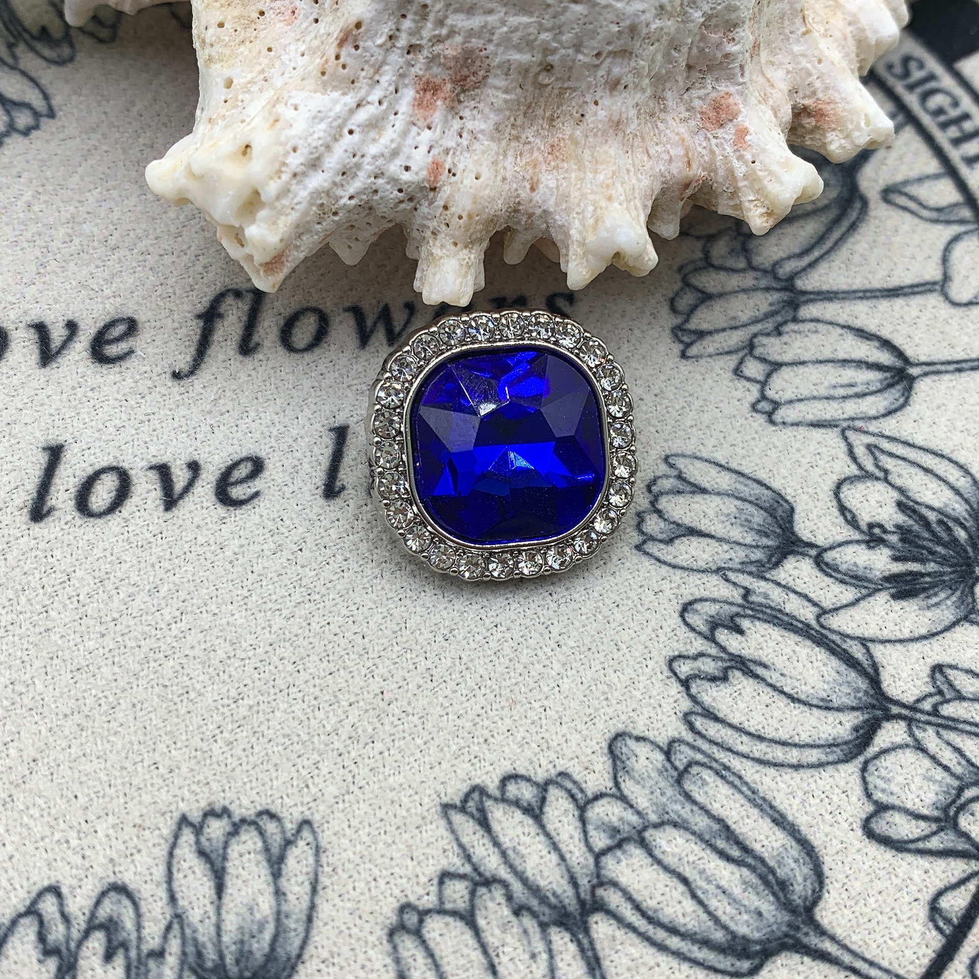TEMU Rhinestone Buttons, Blue And High-shank Buttons For Men's And Women's Coats And Wedding Dresses, Overcoat Buttons, Fashionable New Style Floral