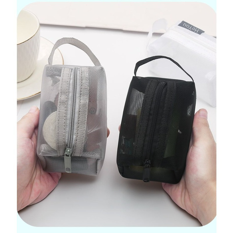 TEMU 【メッシュ収納バッグ】ミニポータブルデザイン、無地でおしゃれ、透明で見やすい、耐久性のある長寿命、軽量で毎日持ち運びしやすい、様々な小物の整理に