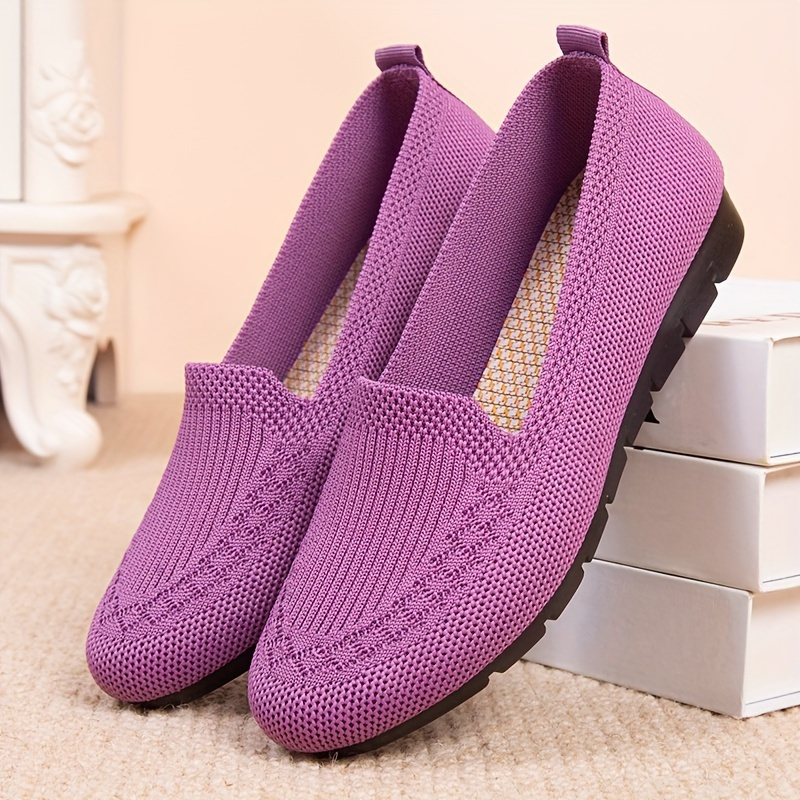 sneakers womens lightweight breathable slip on loafers summer casual shoes with elastic sides arch support cushioned insole purple fabric upper durable rubber sole for     comfy shoes