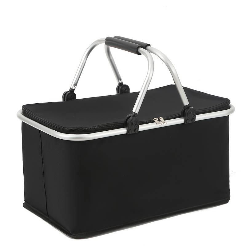 Black Large-capacity Folding Storage Basket, Ideal For Camping, Traveling, And Picnics., Shelf Baskets