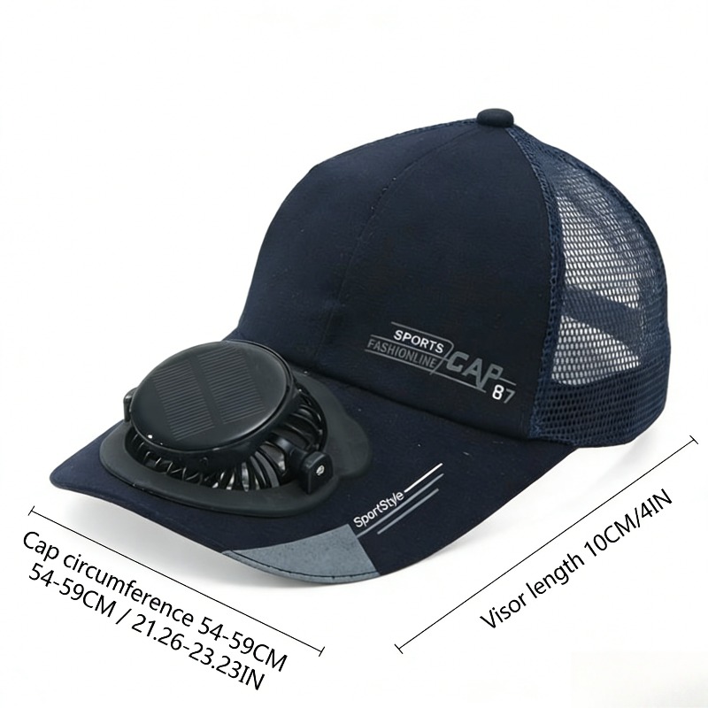 baseball cap with solar powered fan rechargeable via usb offers ideal for outdoor activities like   and gardens Product details 1