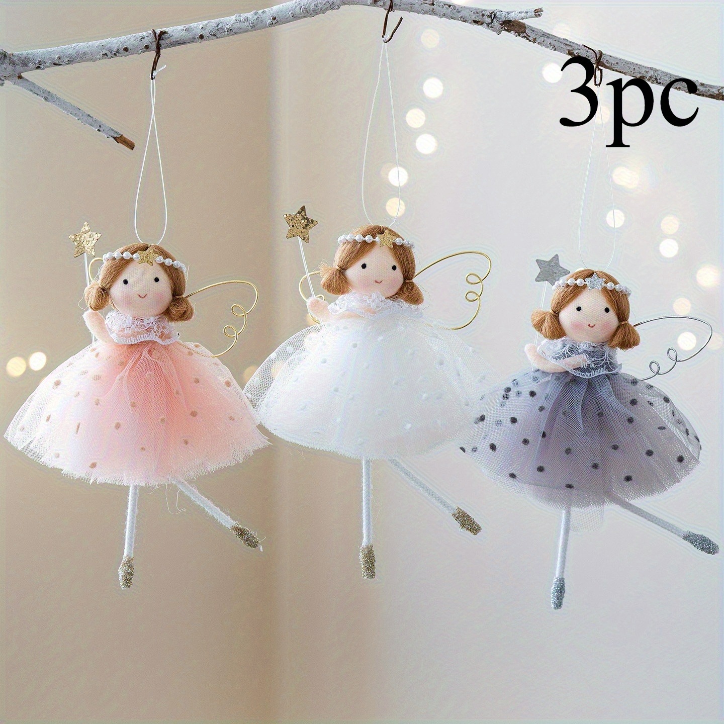 Image of 3pcs Christmas Hanging Decorations Embellishment Plush Toys Hanging Pendants Doll Party Supplies Festival Girl Doll
