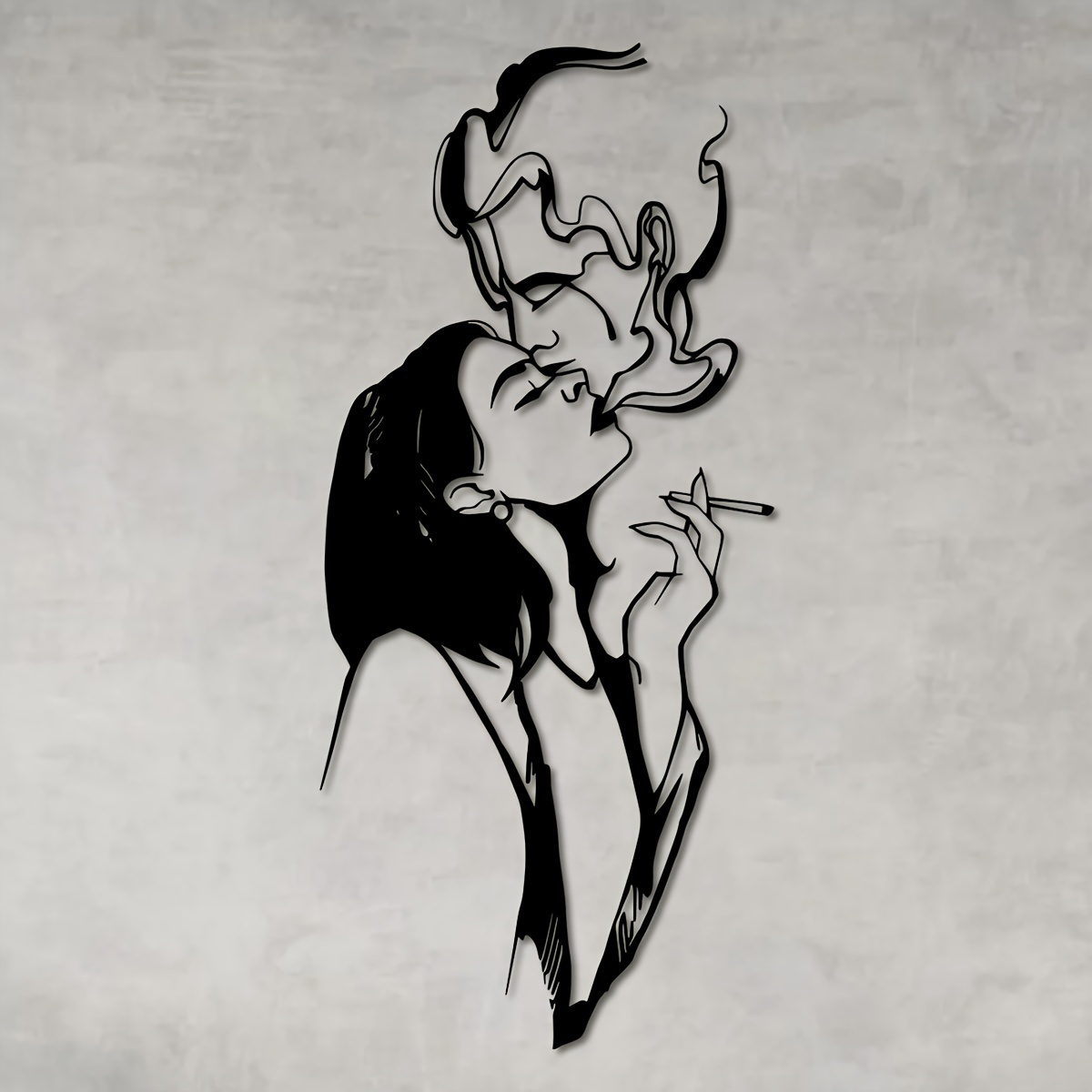 A Decorative Metal Wall Sculpture In Art - Minimalist Line Art Of A Woman And Man, Modern Abstract Decor For Indoor And Outdoor Walls, Elegant Wrought Iron Wall Art, Balcony Decoration, Perfect Gift