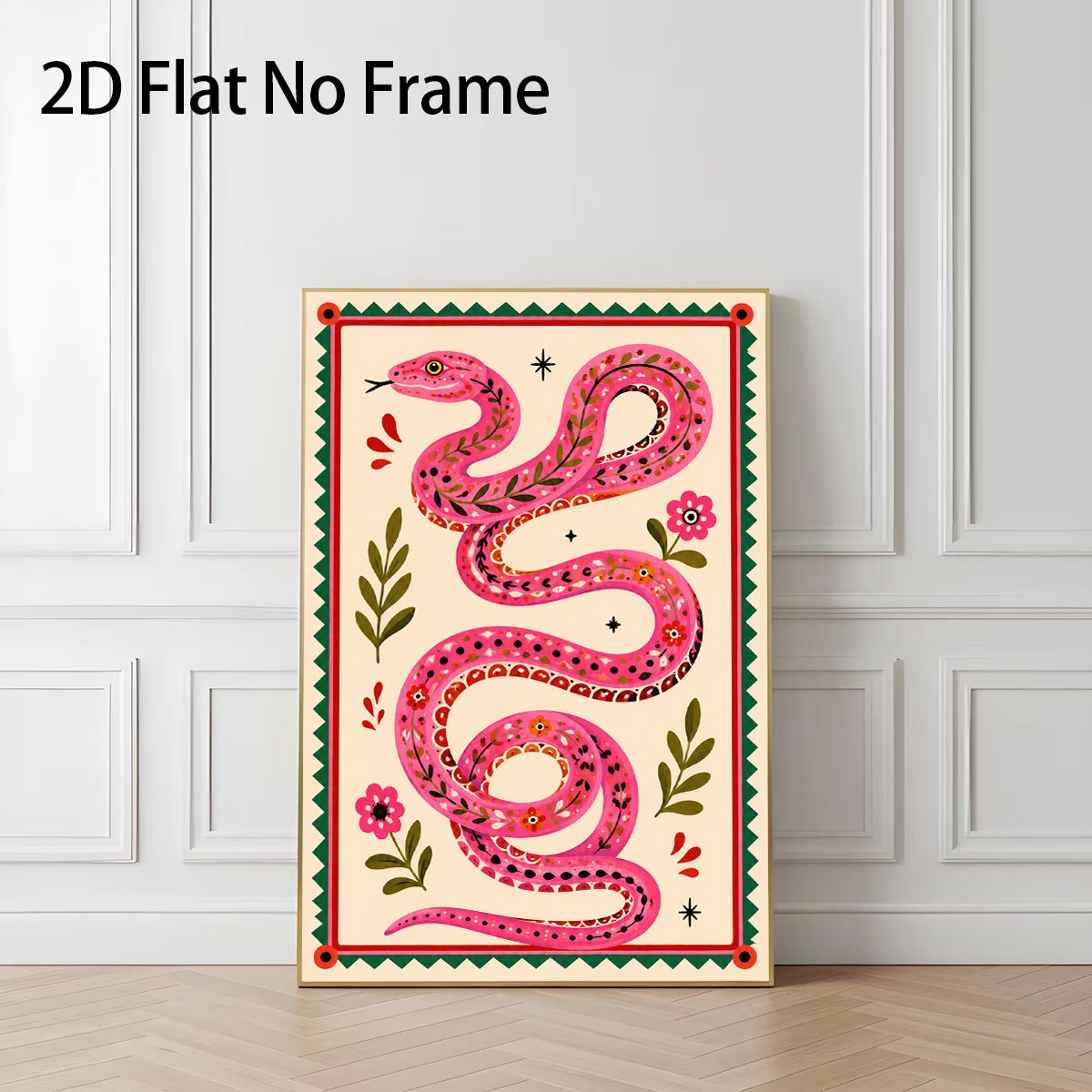 item picture 2d flat 1pc bohemian pink floral   wall art poster vertical frameless canvas painting modern vertical mural suitable for bedroom living room decor pink   decorations home gift