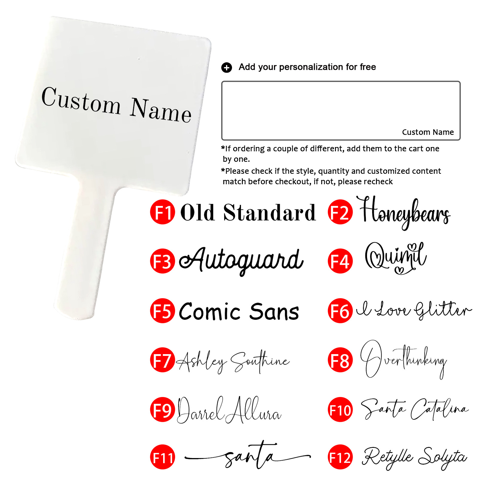 Personalized Portable Mini Hand Mirror with Butterfly Handle