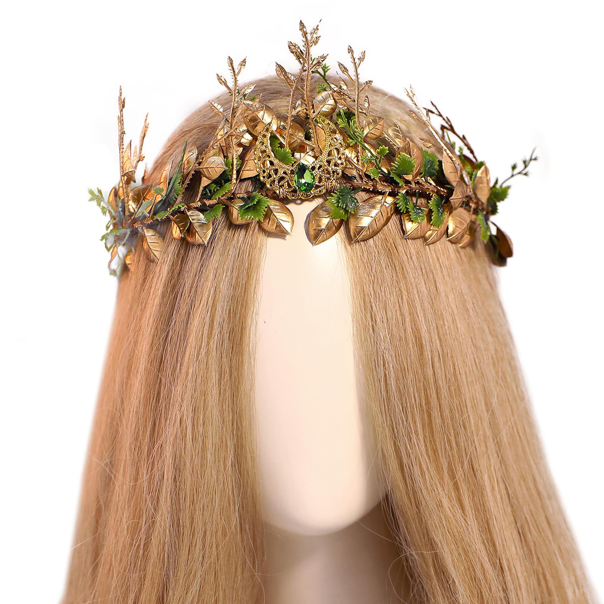 TEMU Coiffe florale - Couronne d'elfe des bois, bandeau floral de forêt, diadème de feuilles d'elfe pour photo de princesse de , Halloween, cosplay